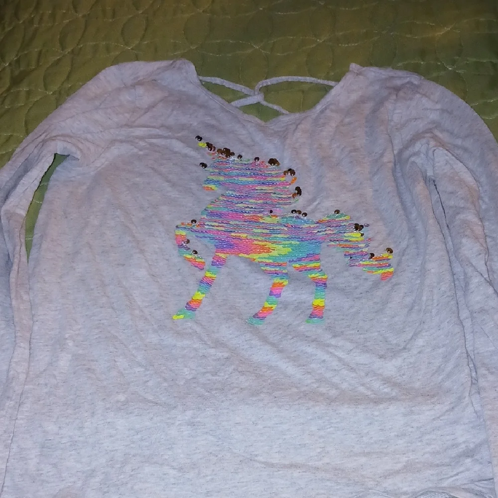 The Children's Place Gray Unicorn Long Sleeve Tee